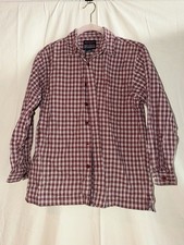 FUBU Boys 12-14 Plaid Button-Up Long Sleeve Collared Cotton Red/White