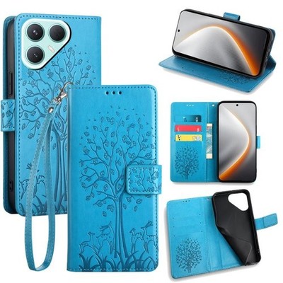 Für Tecno Pova 7 Pro 5G Baum & Hirsch Geprägt Leder Handy Hülle Cover Schale