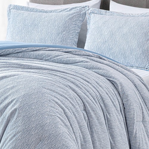 3-Piece Embossed Velvet Comforter Set King Size, Blue - Soft Plush Velvet Bed... - Picture 4 of 9
