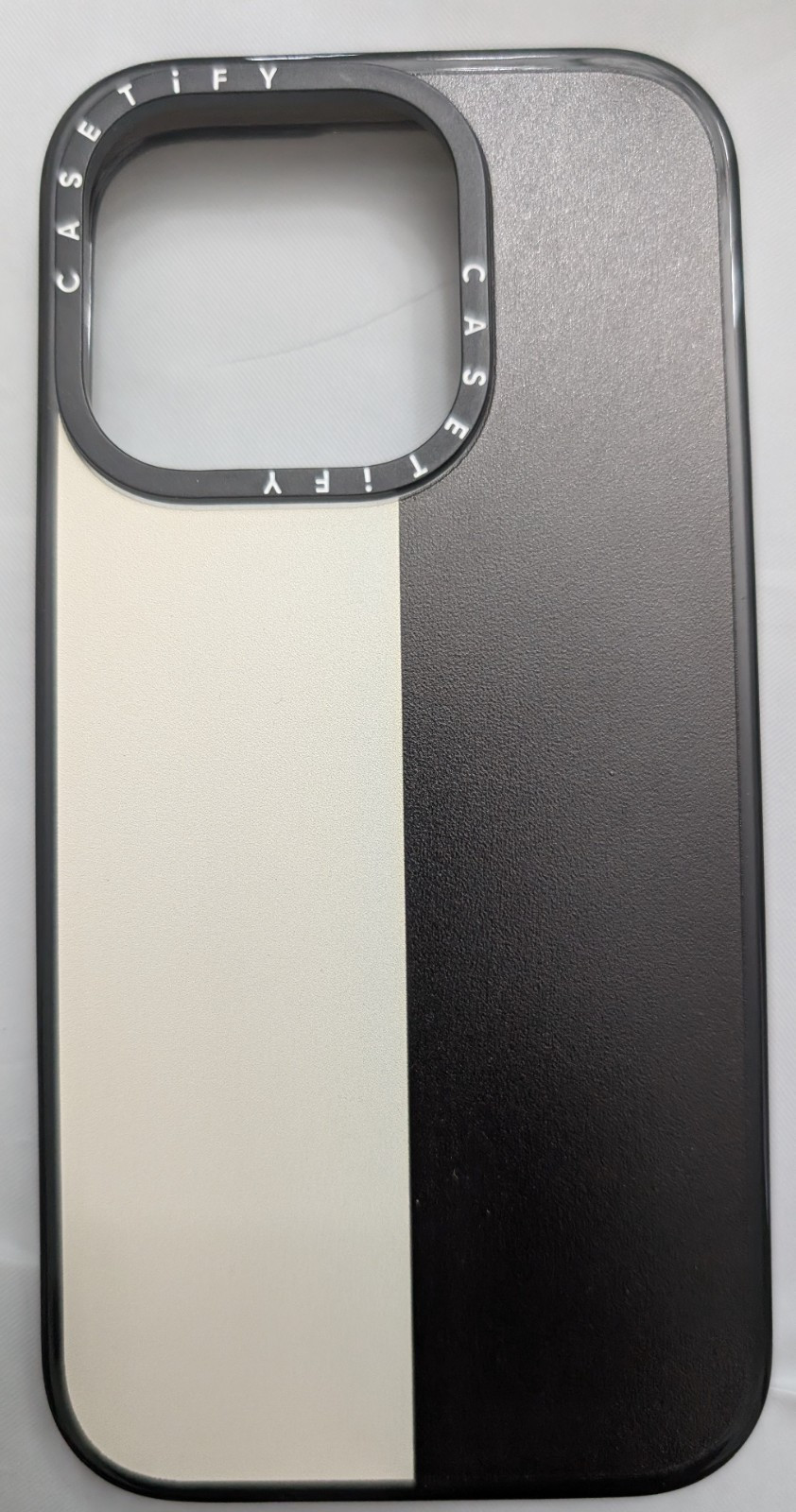 CASETIFY Slim iPhone 15 Pro Case in White & Black Colorblock Design-image