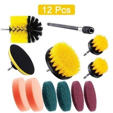 12 Pcs UNTIOR Electric Drill Brush Attachment Set Power Scrubber Brush Car Polis