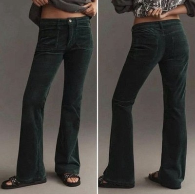 Anthropologie Pilcro  The Icon Corduroy Flare Jeans Mid Rise Edition Green 33