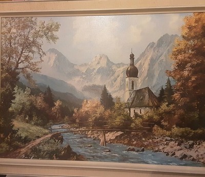 GEMÄLDE -DRUCK - RAMSAU/BERCHTESGADENER LAND- von Bachmann, 70 x 50 cm, gerahmt
