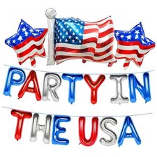 USA-Balloons Party in the USA Balloons 4th of July Red White Blue Letters Flag