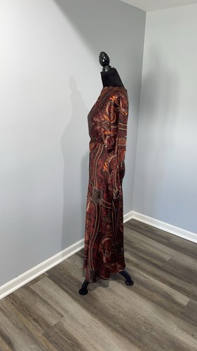 Zara Paisley print brown tones multicolor maxi satin dress size Small NEW - Picture 5 of 18