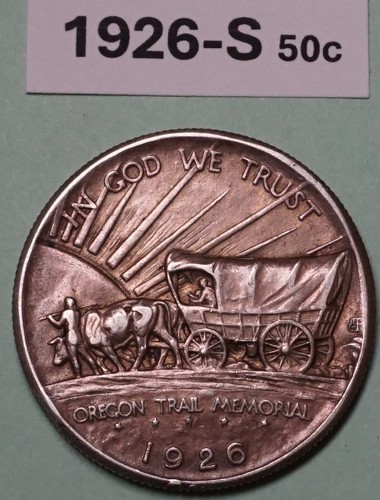 1926-S HALF DOLLAR OREGON TRAIL Memorial 90% US SILVER COIN VF-XF only 83,000