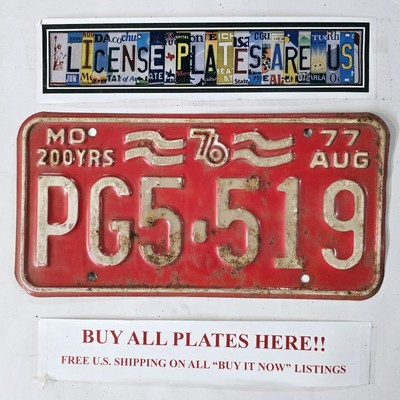 #ad 1976 77 MISSOURI BICENTENNIAL LICENSE PLATE 🔥FREE📬🔥 PJ5 519 VINTAGE RUSTY $18.75