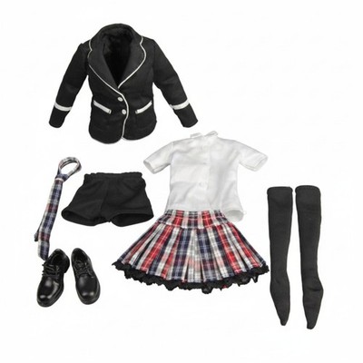 1/6 Schuluniform-Outfit Für Mädchen, Karierte Schuluniform Mit Spitzensaum,