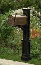 Mayne Newport Plus Mailbox Post Black UV-Resistant 27"x56" Polyethylene