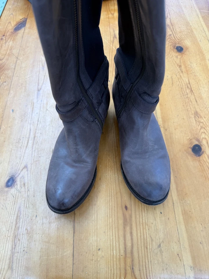 Botas Campus Frye Años 60 70 De Colección Para Mujer 7B Marrón Puntera Cuadrada Etiqueta Negra N5 Foto 4 de 4