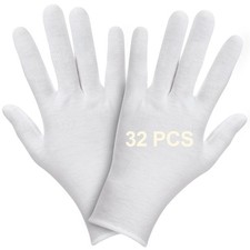 FOTKYXH 32PCS 16 Pairs Thin White Gloves for Dry One Size Fits Most,