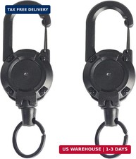 2 Pack Retractable Keychain Heavy Duty Tactical ID Badge Holder Reel Carabiner C