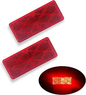 E-Mark DOT 4A CCC 2pcs Rectangle Reflector Self Adhesive Stick on T Color: Red