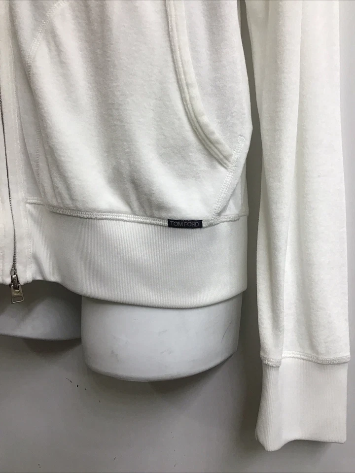 Sudadera con Capucha Tom Ford Cremallera Blanca Mezcla Viscosa Manga Larga Bolsillos Talla 56/XXL G2U Foto 3 de 4