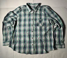 Pre Owned Good Last Photo Zumba Wear Button Shirt Plaid Green Blue Women Size L