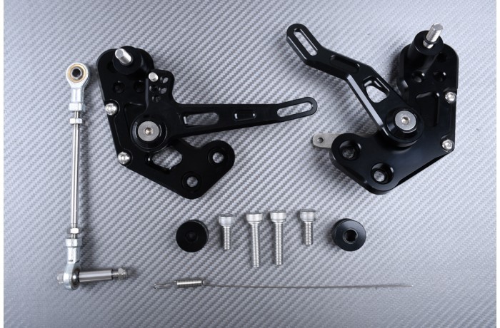 Platines commandes reculées AVDB bleues en alu CNC pour KAWASAKI Z125