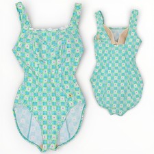 Vintage Wacoal Womens Pastel Daisy Gingham Rare Hong Kong One Piece Swimsuit S