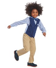 Nautica Little Boys 3-Pc. Twill Vest Set with Bow Tie, Flag Blue, sz 5