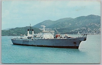 Das Kabelschiff LANGE LINIEN Einfahrt Hafen von Amalie Postkarte