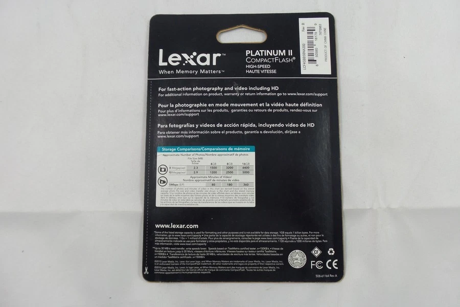 Lexar Media Platinum II 4 GB CompactFlash CF Card (LCF4GBBSBNA200) - Image 2 of 3