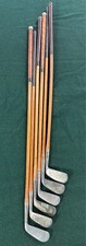 V2 Antique Lot 6 Piece Vtg 20s 30s Hickory Shaft Original Wood Golf Club Set