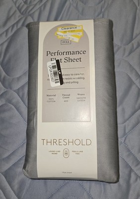 Full 400 Thread Count Performance Flat Sheet Classic Gray - Threshold: Cotton