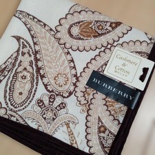 BURBERRY Unused Cashmere Cotton Handkerchief Scarf Paisley 55cm