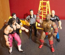 1997 Jakks-Pacific WWF wrestlers Bret Hart S Austin A'md Johnson Paul Bearer Ref