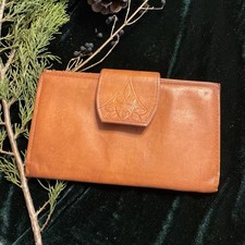 Vintage Women's ROLFS Brown Leather Cowhide Wallet Checkbook Coin Snap Closure