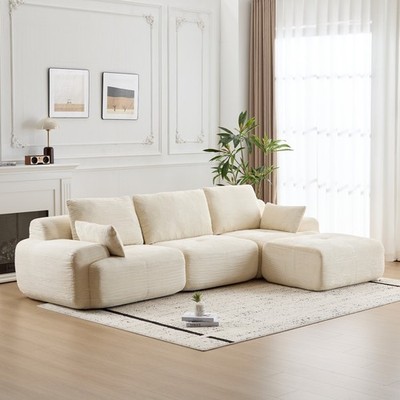 Beige Modern Memory Foam Compressed Sofa Large Sectional Couch For Living Room