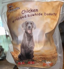 Pawmate Chicken Wrapped Rawhide Donuts 10.58 Ounce package Dog Treats  