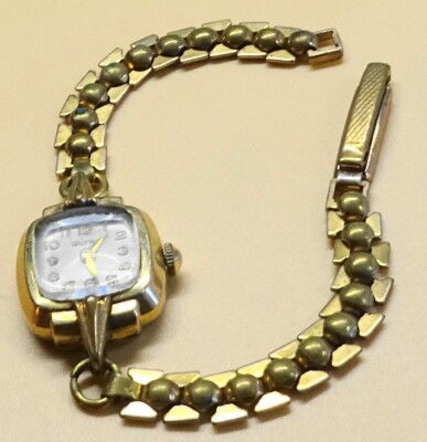 Montre Mécanique Dame Vintage - Cadran Plaque Or - Marque HUMA - Occasion