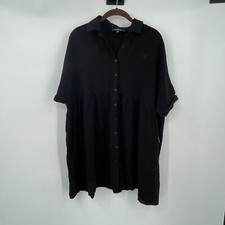 Lulus Womens Dress S Classic Black Linen Short Sleeve Shirt Knit Casual Classic