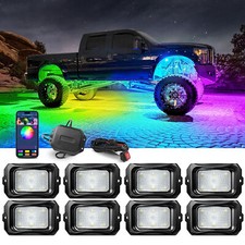 Aluminum RGB IC LED Rock Lights Kit Underbody Light,12 Pods Underglow Lighting