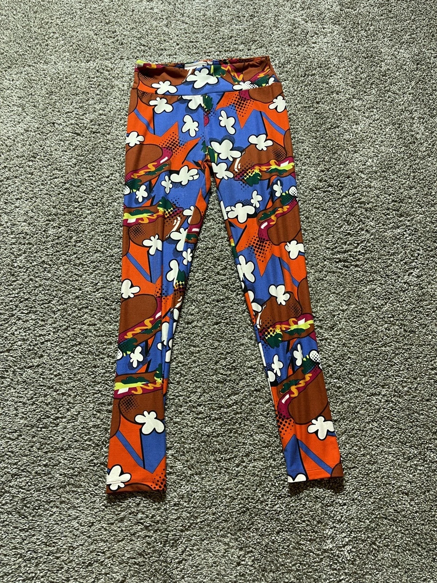 Lularoe Leggings Women’s One Size OS Red Hot Dog All Over Print Stretch  Waist