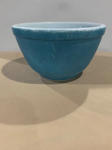 Vintage Pyrex Turquoise Primary Blue Mixing Nesting Bowl 401 USA 5.5 In W 3in T