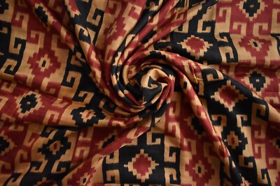 FNC Vintage 5 Yard  Red Shaded Saree Pure Silk Sari With Ikat Printed Sari.