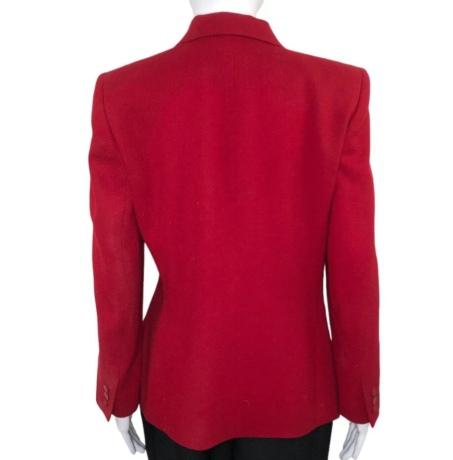 CHAUS Women’s Vintage Red Wool Double Breast Button Long Sleeve Blazer Size 8 Foto 2 de 4