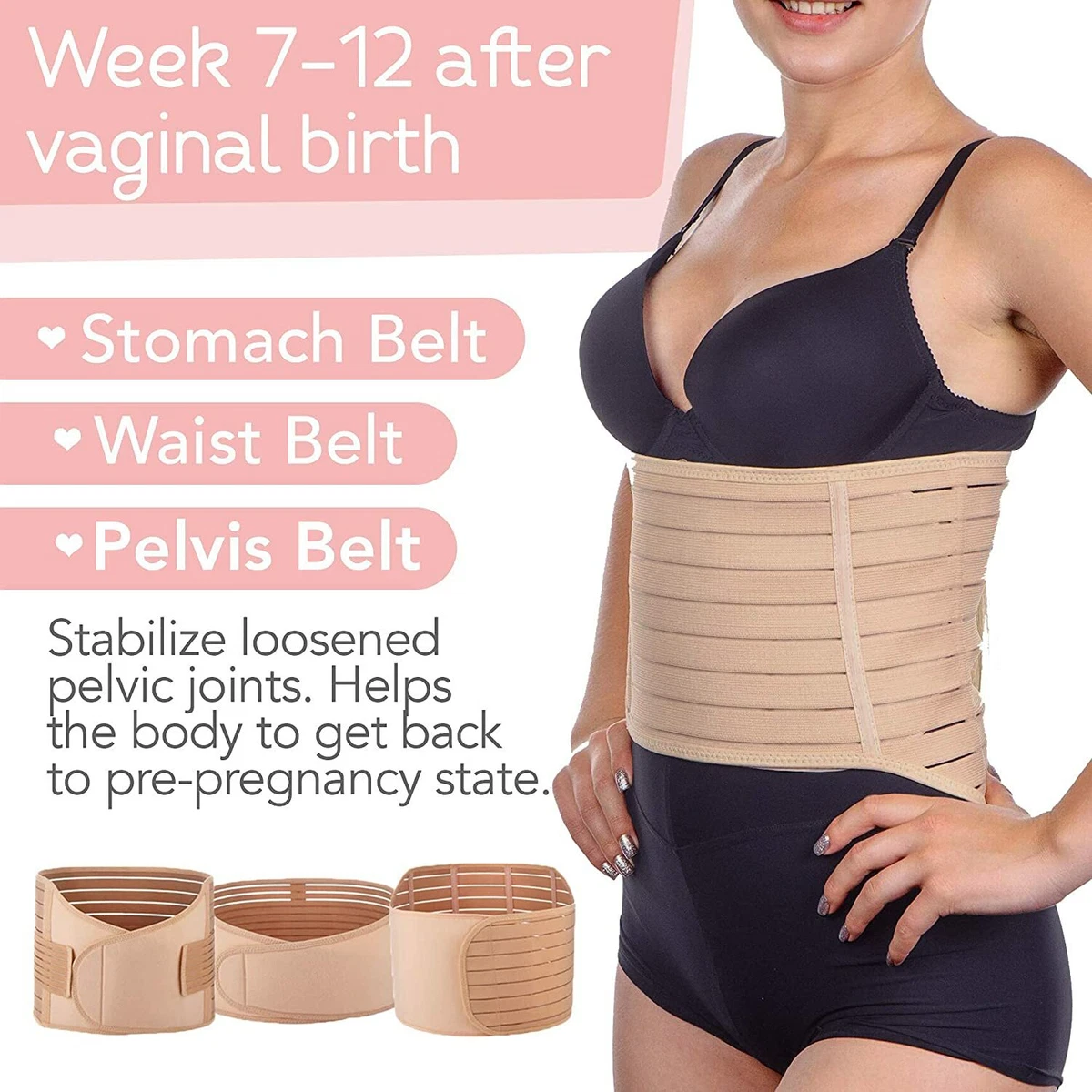 3 in 1 Postpartum Belly Support Recovery Wrap - Belly Band For Postnatal,  Pregna