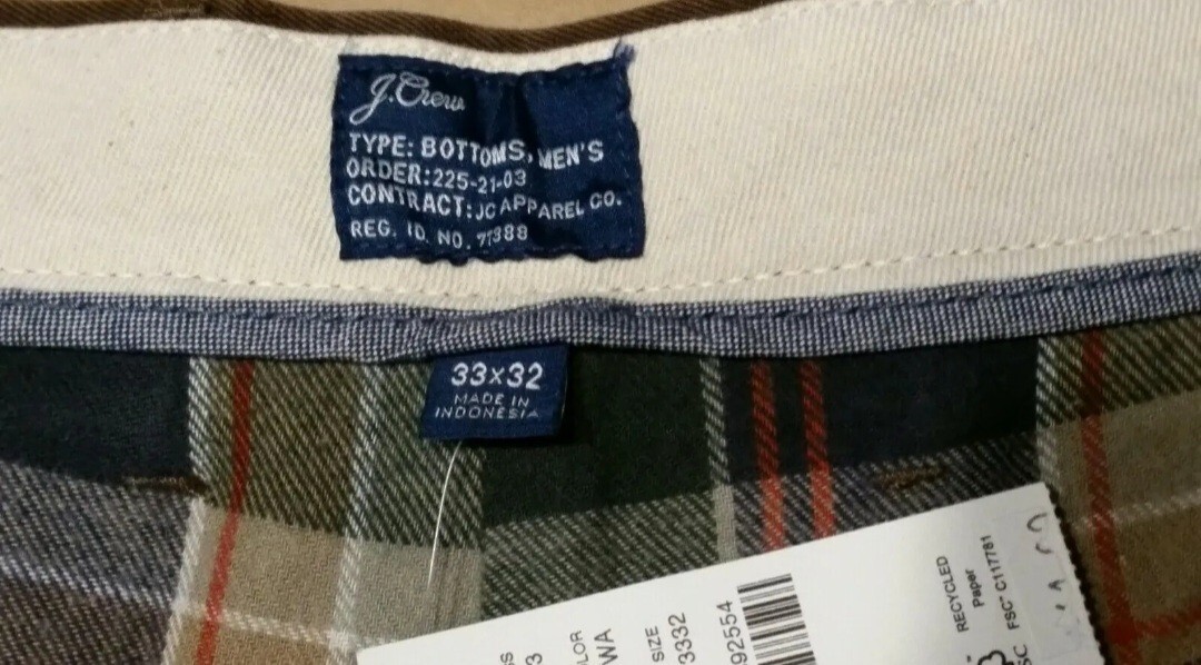 NWT J Crew Men's Straight Fit Flannel Lined Cabin Pant Chino Walnut BD035 |  eBay