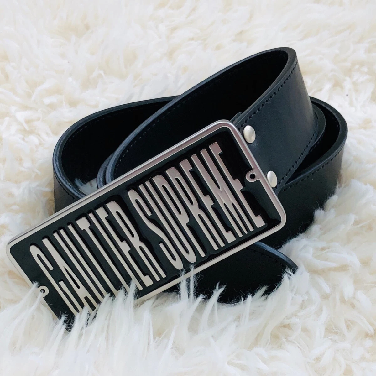 Supreme x Jean-Paul Gaultier Collaboration Logo Buckle Leather