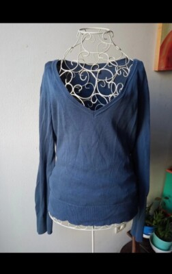 Pullover Langarm marineblau V-Ausschnitt 36/38 Pimkie
