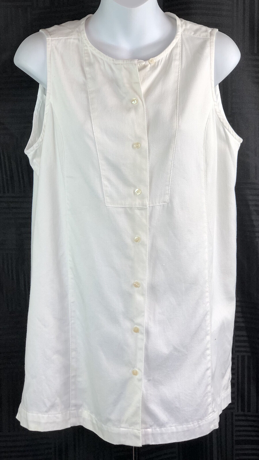 Gap Long tunic top blouse M white sleeveless button Up Coastal Cottage Beach