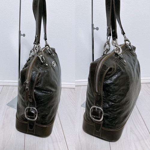 Celine Women's Handbag Tote Bag Patent Leather Brown Used Gently Authentic JAPAN - Picture 2 of 11