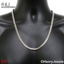 24"MEN 316L Stainless Steel 6mm Silver Miami Cuban Curb Link Chain Necklace