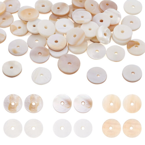 50pcs Natural Flat Shell Coin Beads Dyed 10x2mm Disc Round Shell Heishi Beads - Picture 1 of 6