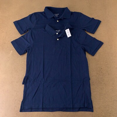 The Children's Place Boys Size XL 14 Uniform Short Sleeve Jersey Polo  2-Pack NWT