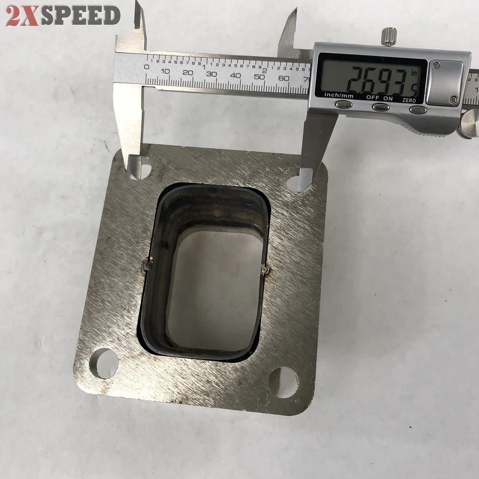 T3 to T4 4-Bolt Turbo Charger Flange Conversion Adapter Kit Straight SS+Gasket - Image 4 of 4