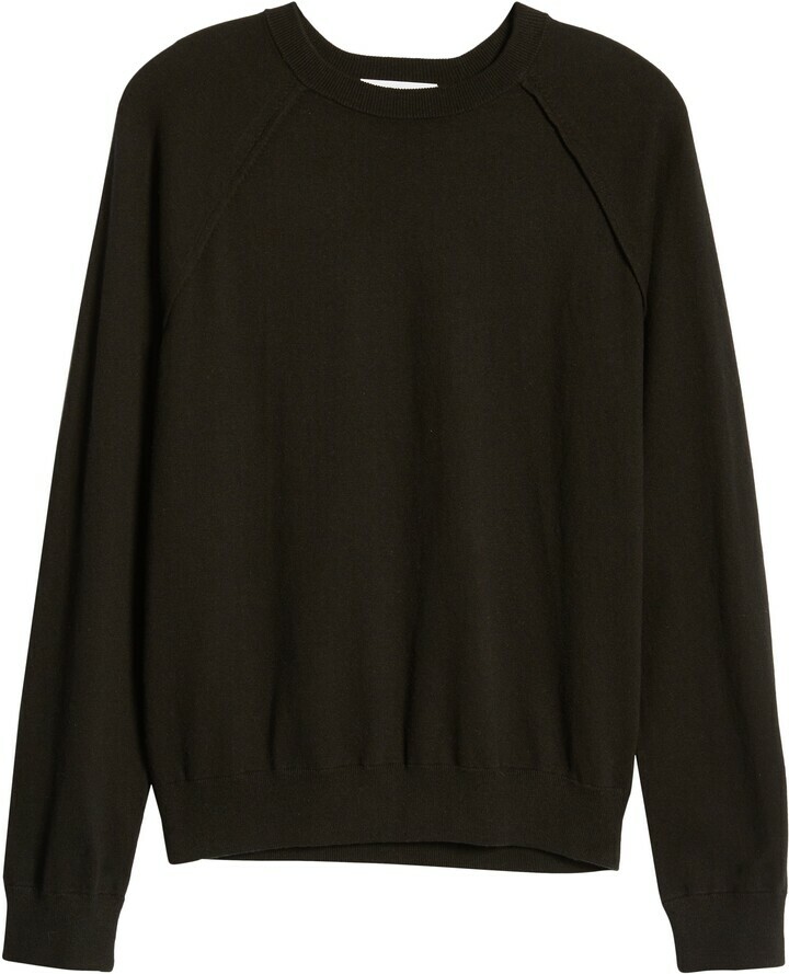 NEW FRAME Black Noir Crewneck Ribbed Trim Wool Cashmere Sweater XS  Nordstrom