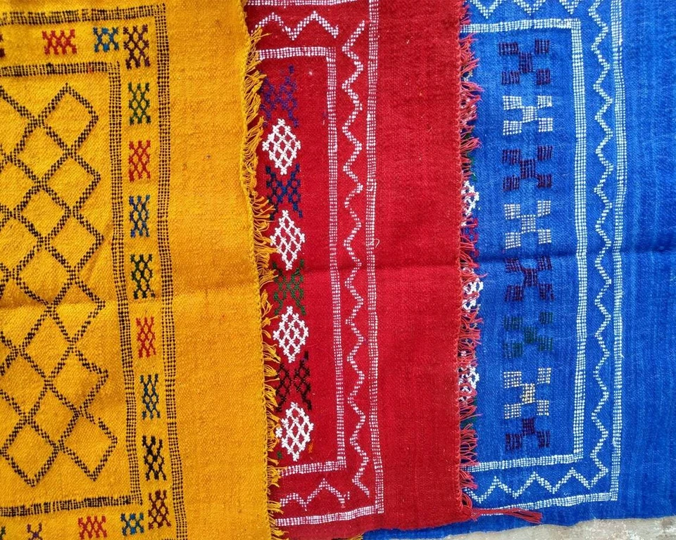 Moroccan Hooked Rug 3x5 ft, 100% Soft Wool Solid Natural Off red rug Carpet hand - Image 2 of 4